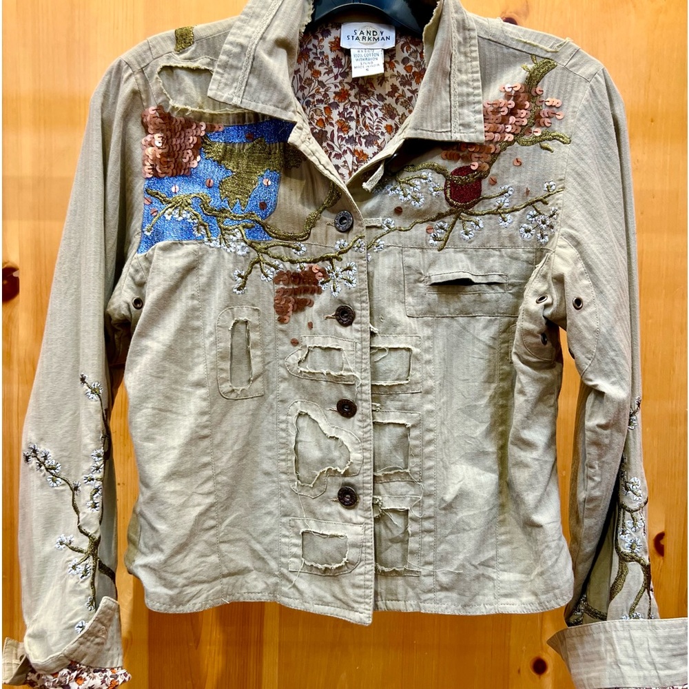 Sandy Starkman Vintage Embroidered Jacket Art Embellished Small